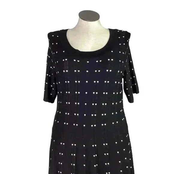 Danny and Nicole Sweater Dress Women 3X Black Geometric Short Sleeve Scoop Neck - Picture 2 of 7